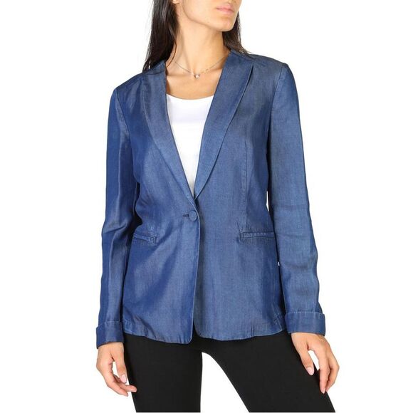 Emporio Armani Denim Blazer Classic Fit Women Blue Blazers - Picture 1 of 3